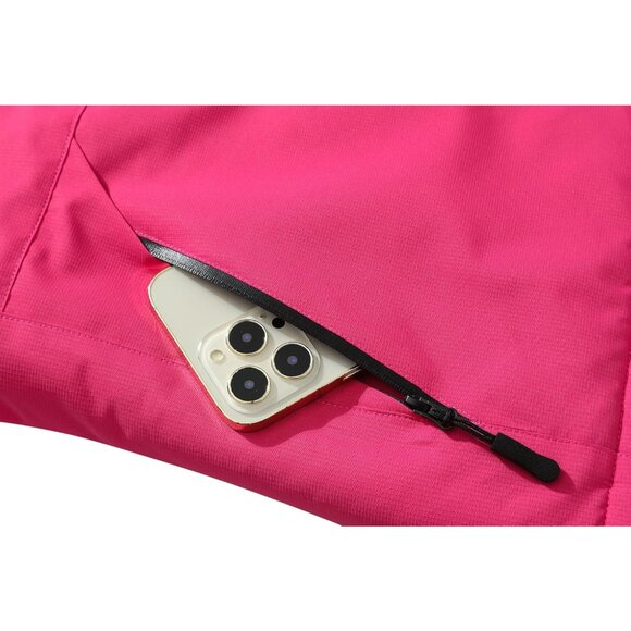 Women's Rose Red Waterproof Ski Jacket Warm Winter Coat Outdoor Snowboard Jacket - Picture 5 of 6